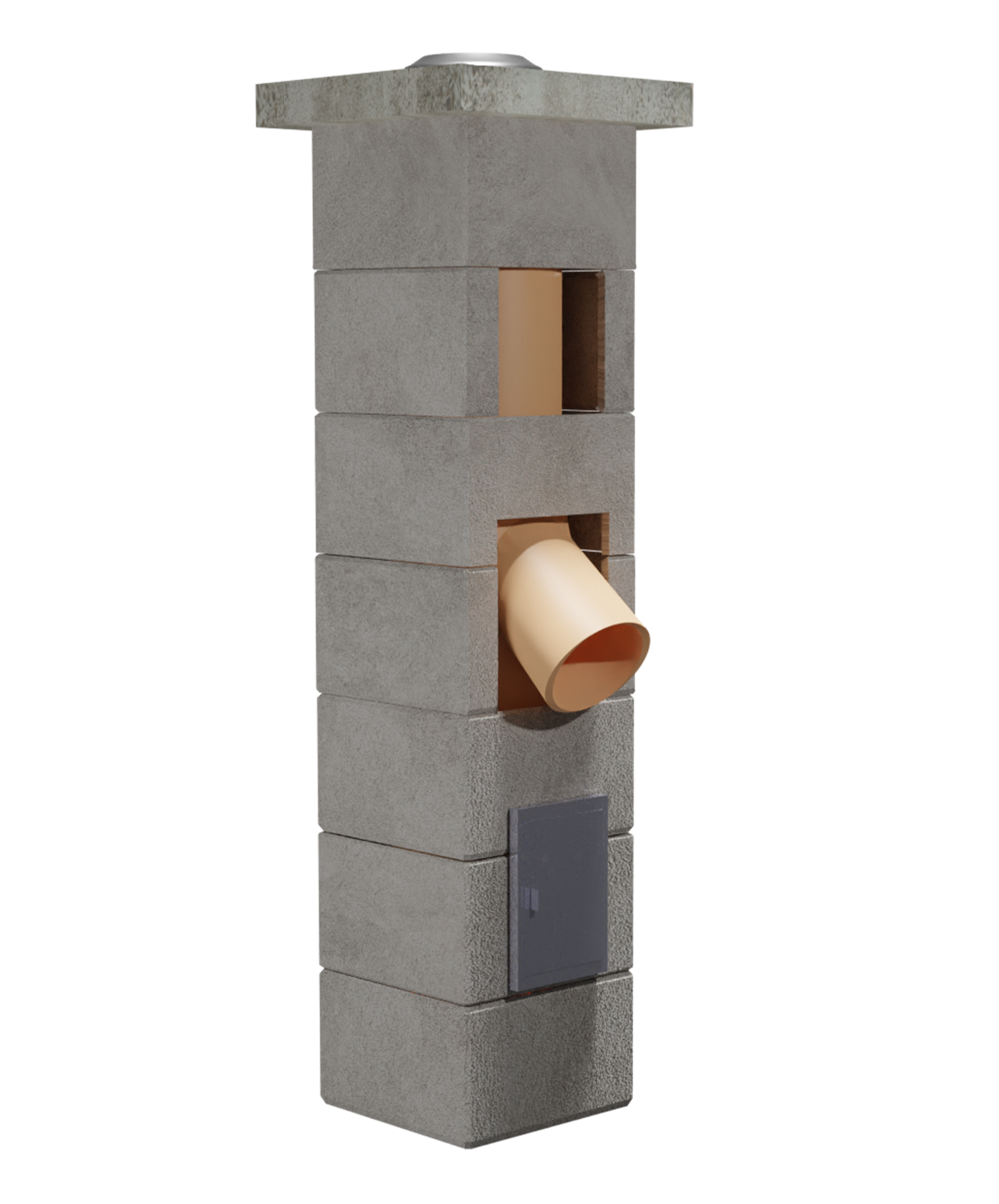 Coș de fum profesional – PracticHorn – Înălțime 6m, diametru interior 180 mm, dimensiune exterior 35×35 cm, racord 45 - Pret Ieftin