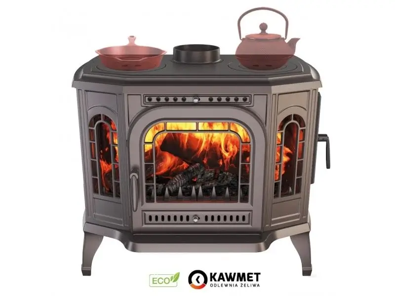 Soba pe lemne KAWMET P7, cu plita pentru gatit, 10.5 kW, PB ECO – Dreapta - Pret Ieftin